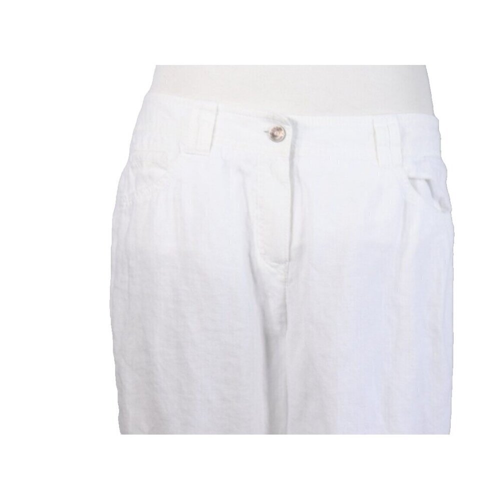 Gerry Weber Edition Women 10R White Linen Chino Crop Pants Straight Leg Mid Rise